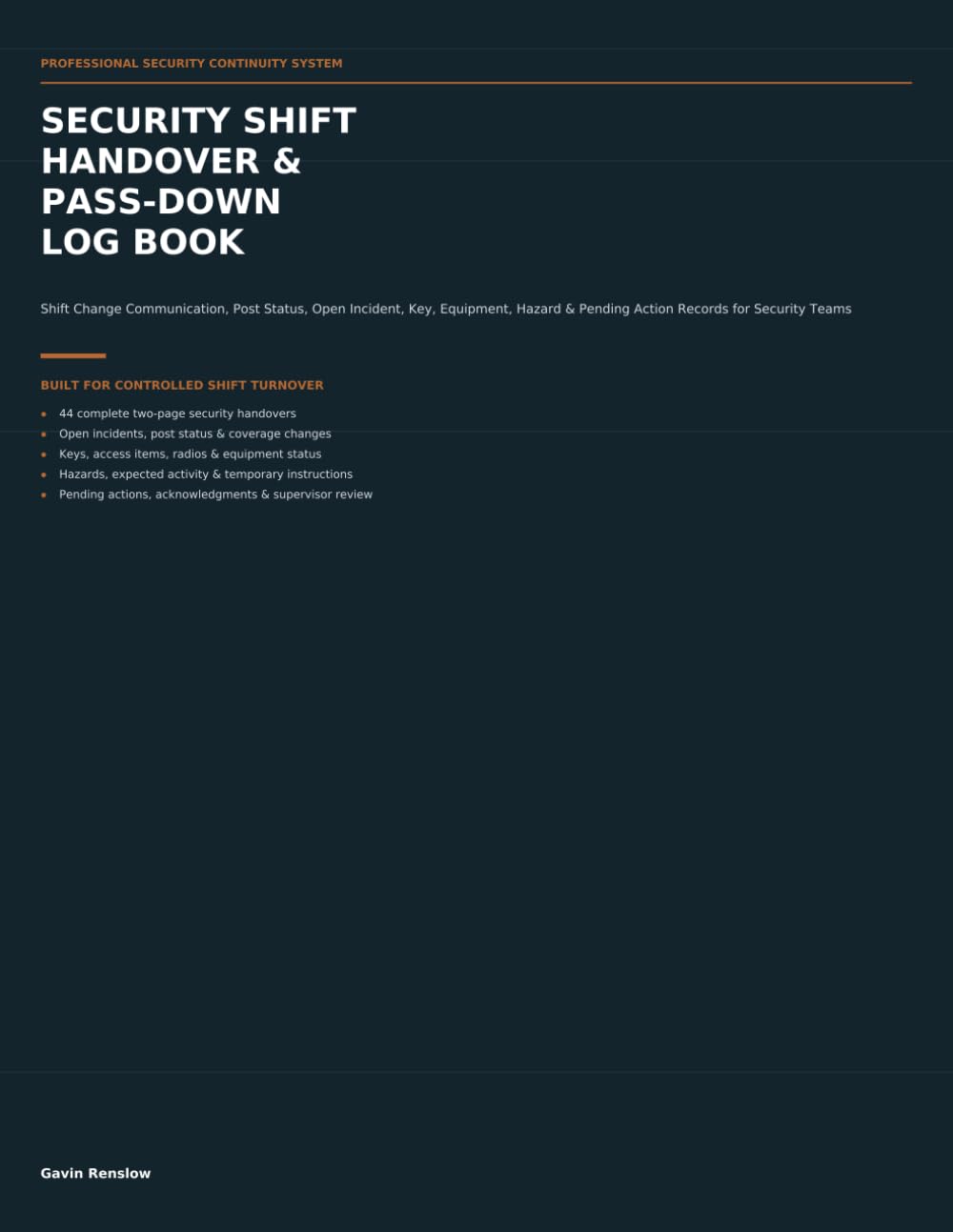capítulo por capítulo baixar Security Shift Handover & Pass-Down Log Book: Shift Change Communication, Post Status, Open Incident, Key, Equipment, Hazard & Pending Action Records for Security Teams