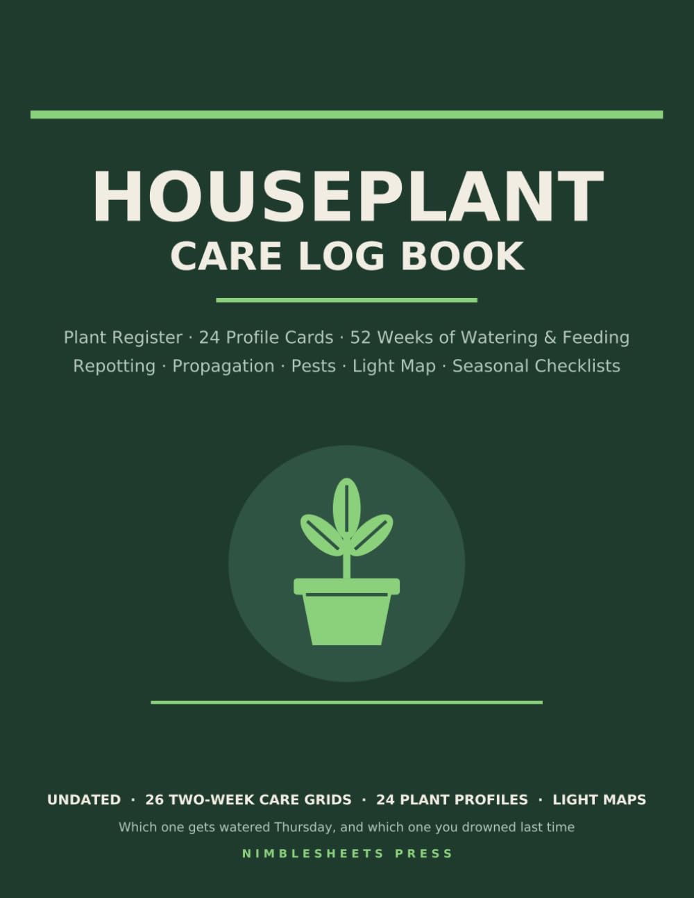 Houseplant Care Log Book: Plant Register, Weekly Watering and Feeding Grids, Repotting, Propagation, Pest and Problem Log, Light Map and Seasonal Checklists for Indoor Plant Collections baixar o livro de graça