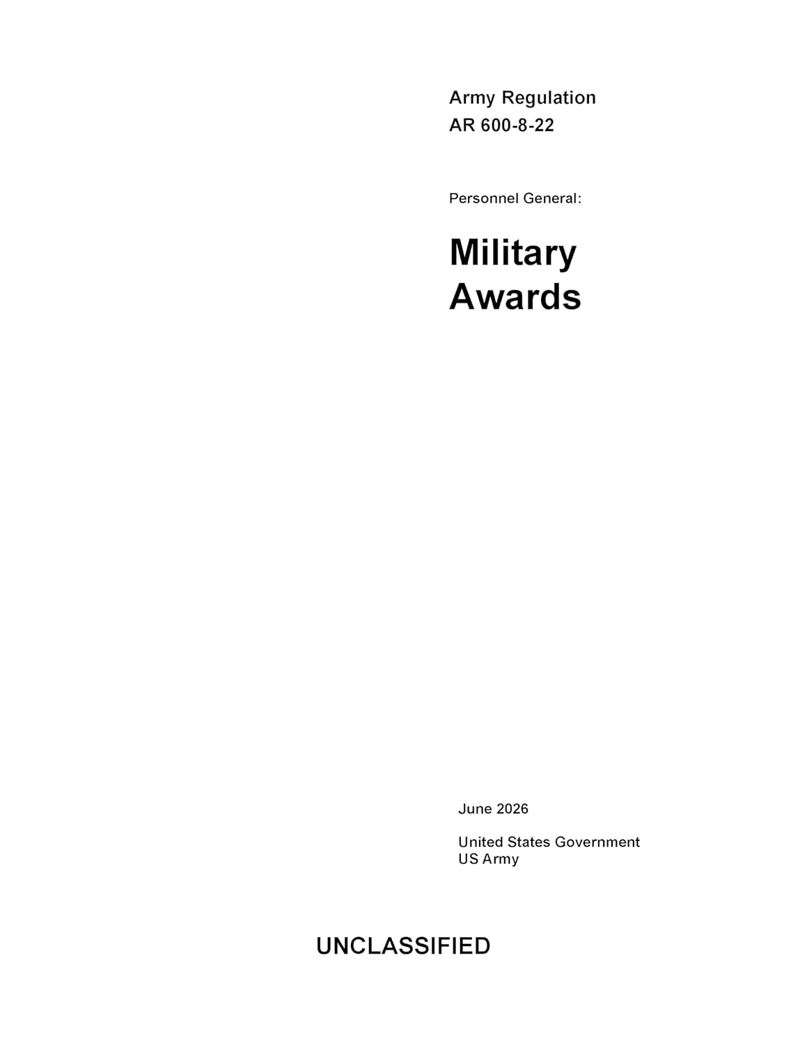 capítulo por capítulo baixar Army Regulation AR 600-8-22 Personnel General: Military Awards June 2026 (English Edition)