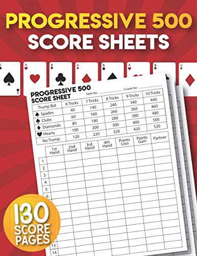 ler totalmente Progressive 500 Score Sheets: 130 Large Score Pads for Scorekeeping | Progressive 500 Record Cards.