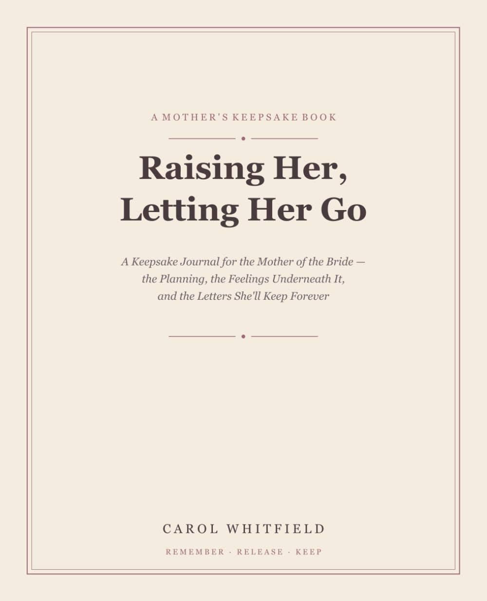 ler totalmente Raising Her, Letting Her Go: A Keepsake Journal for the Mother of the Bride — the Planning, the Feelings Underneath It, and the Letters She'll Keep Forever