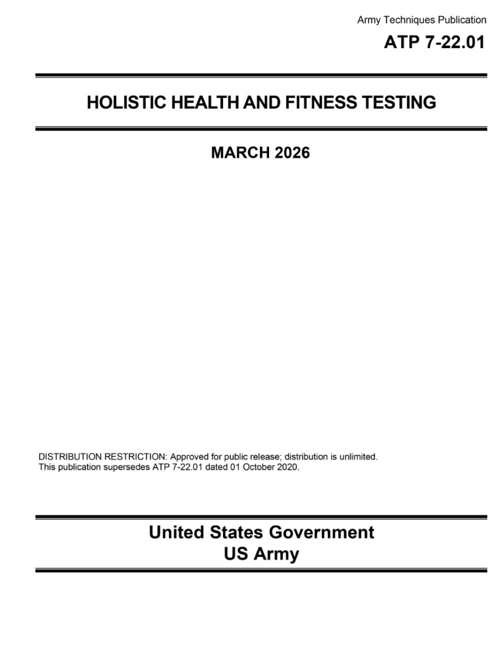Army Techniques Publication ATP 7-22.01 Holistic Health and Fitness Testing March 2026 baixar o livro de graça