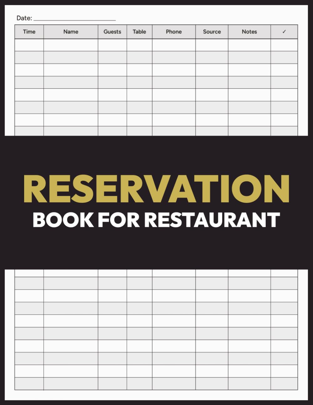 Reservation Book For Restaurant: Daily Guest Booking Log to Track Times, Table Numbers, and Contact Details