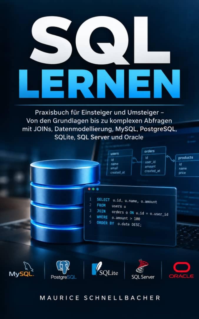 capítulo por capítulo baixar SQL lernen: Praxisbuch für Einsteiger und Umsteiger – Von den Grundlagen bis zu komplexen Abfragen mit JOINs, Datenmodellierung, MySQL, PostgreSQL, SQLite, SQL Server und Oracle (German Edition)
