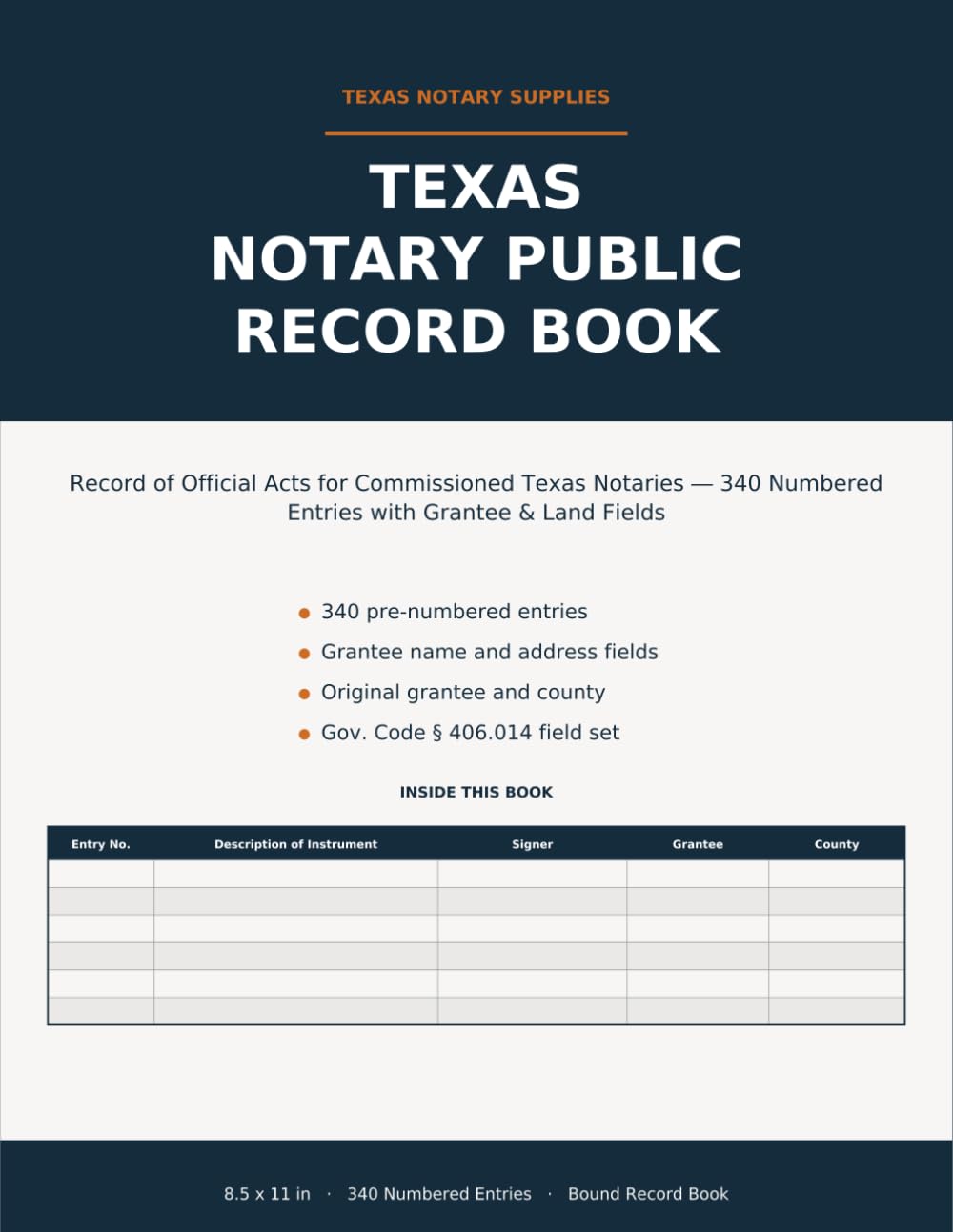 capítulo por capítulo baixar Texas Notary Public Record Book: Record of Official Acts — 340 Numbered Entries with Grantee and Land Fields