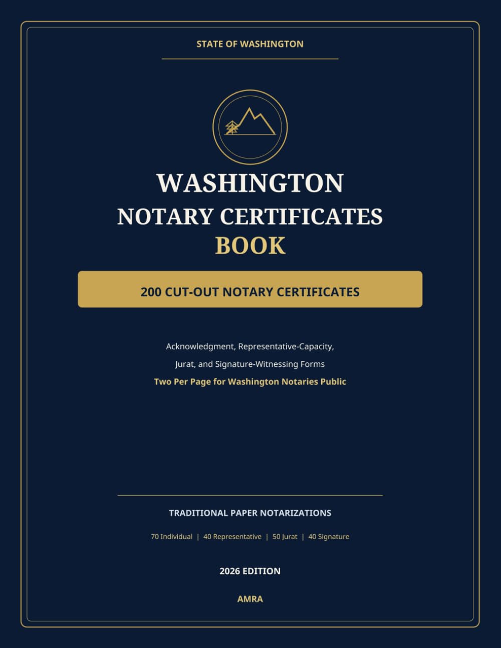 ler totalmente WASHINGTON NOTARY CERTIFICATES BOOK: 200 Cut-Out Acknowledgment, Representative-Capacity, Jurat, and Signature-Witnessing Forms — Two Per Page for Washington Notaries Public