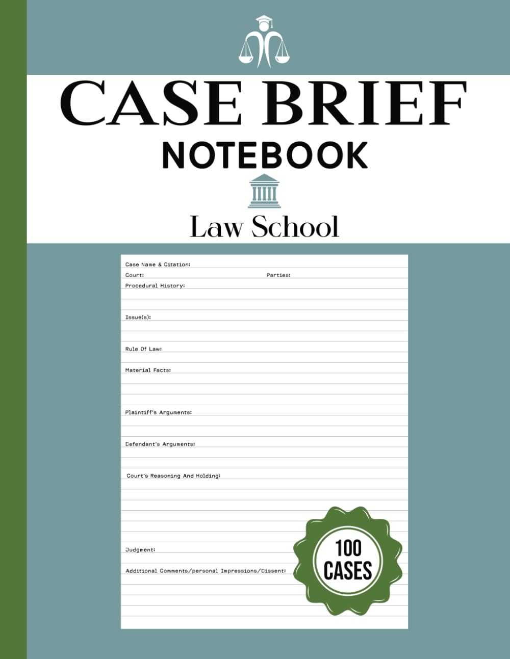Law School Case Brief Notebook | Case Briefs Notebook For Law Students | Law School Case Brief Template | Large Size (8.5-inch X 11"-inch) | Case Briefs Book (100 Cases) baixar o livro de graça