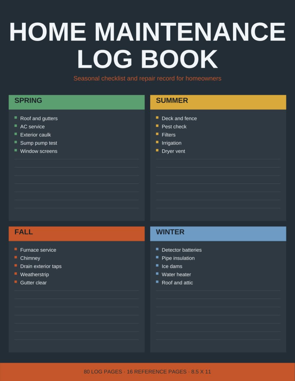 Home Maintenance Log Book: Repair, Service and Seasonal Records for Homeowners baixar livro de graça