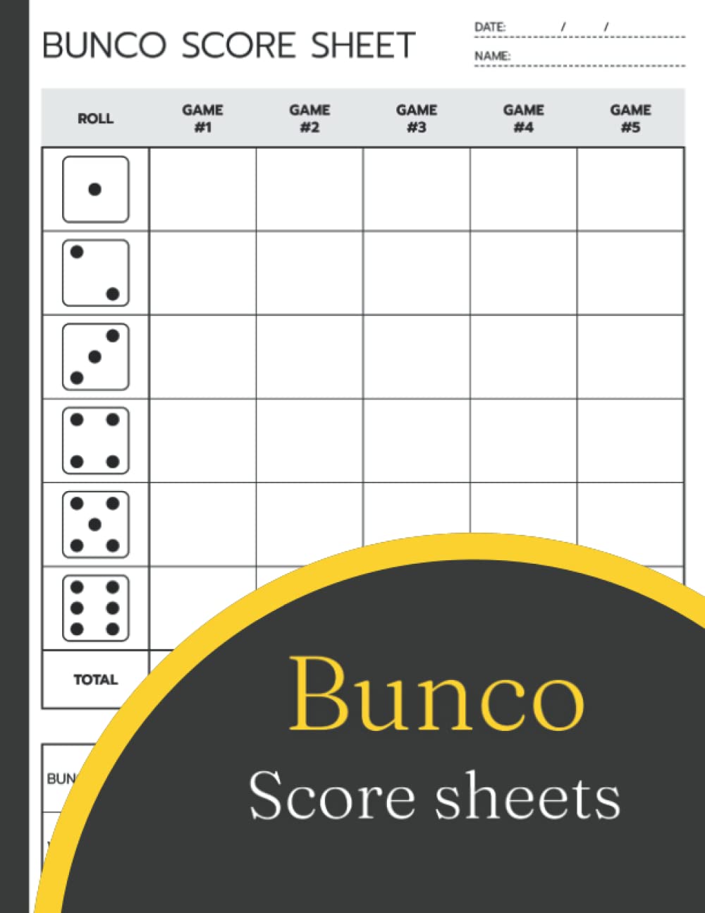 ler totalmente Bunco Score Sheets: 120 Score Pads For Bunco Dice Game, Score Keeping Book for Bunco Lovers and Players (8.5x 11")inches.