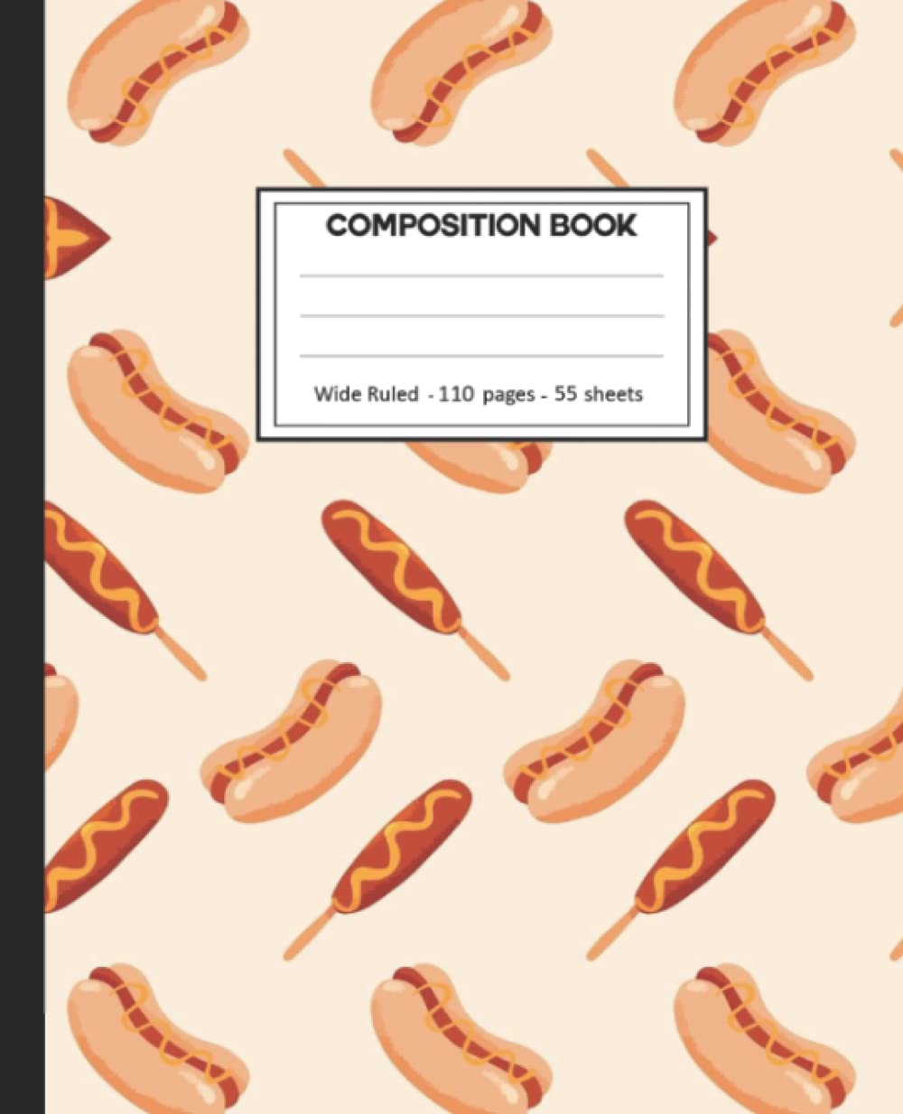 ler totalmente Composition Notebook: College Ruled: 110+ Lined Pages Writing Journal: Hot dogs on White.
