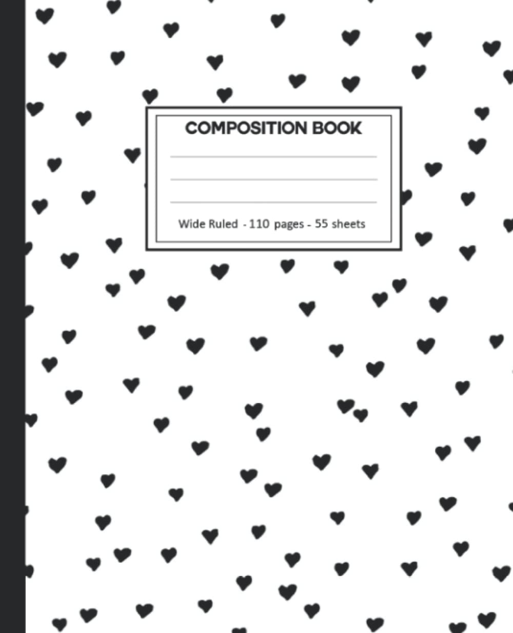 Composition Notebook: Black heart College Ruled: 110+ Lined Pages Writing Journal.