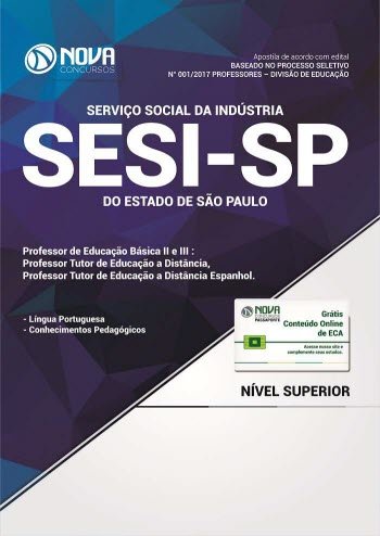 ler totalmente Apostila SESI-SP 2017 - Professor de Educação Básica II e III: Prof. Tutor de Ed. a Distância / Prof. Tutor de Ed. a Distância Espanhol