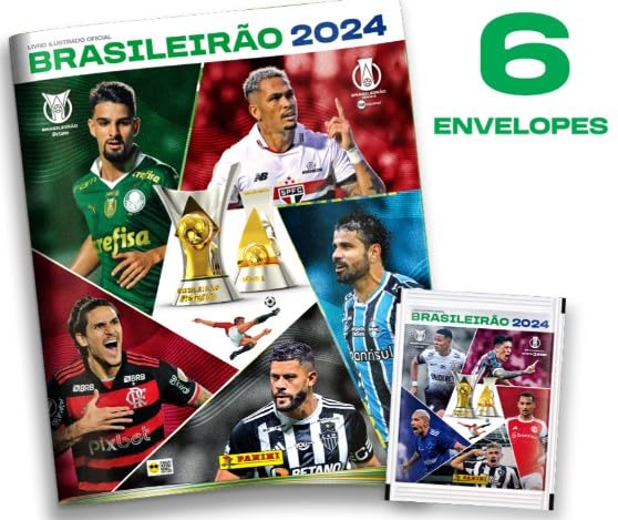 Kit C/ 1 Álbum Brochura + 6 Envelopes de Figurinhas Brasileirão 2024