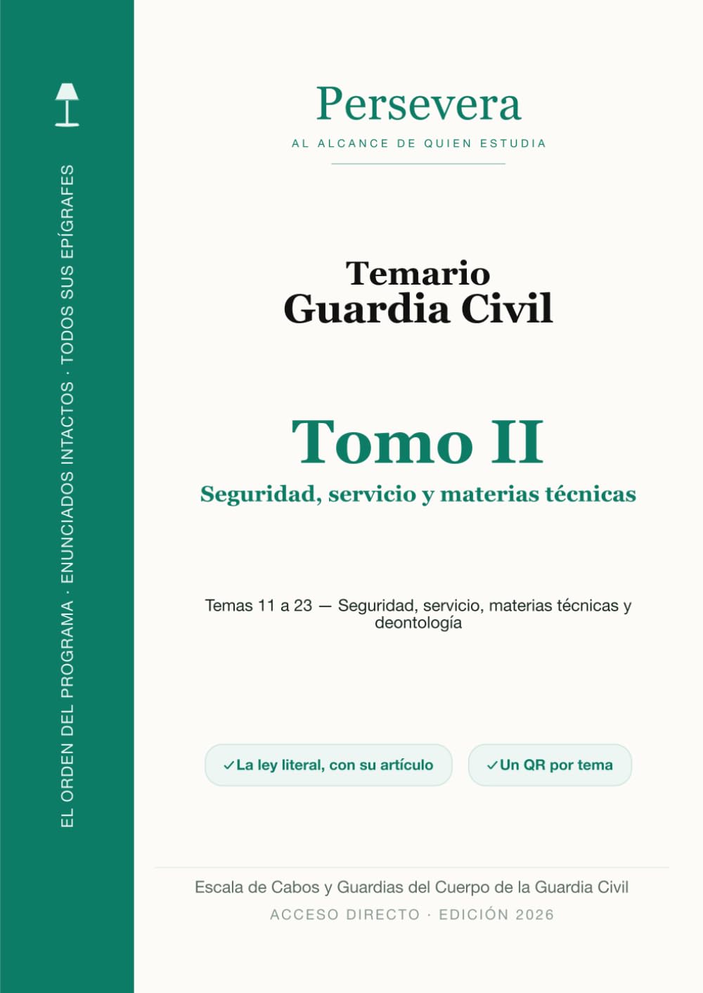 ler totalmente Guardia Civil · Temario · Tomo II: Seguridad, servicio y materias técnicas · 13 temas íntegros · Temas 11 a 23 · Acceso directo · Edición 2026 (Spanish Edition)