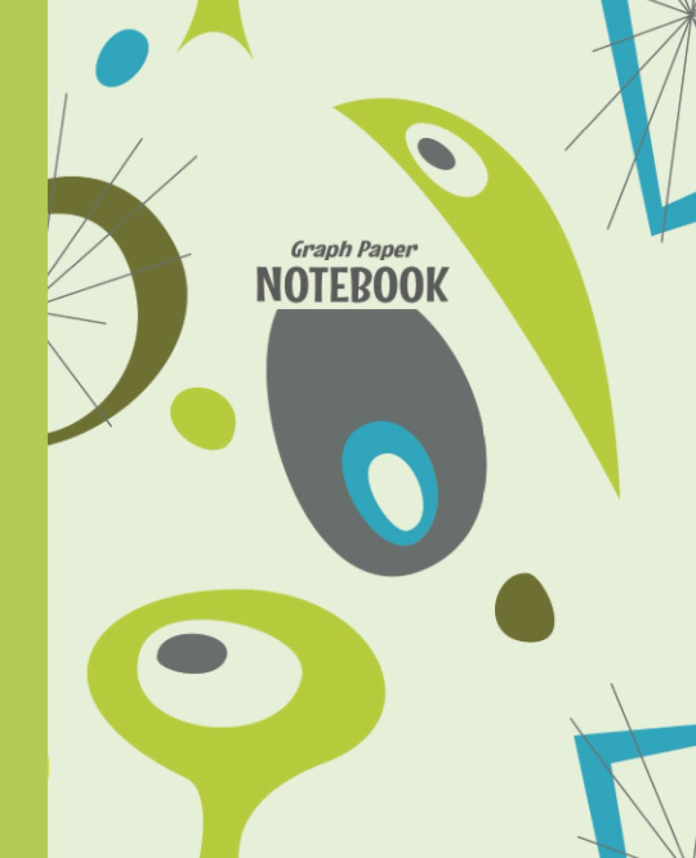 ler totalmente Graph Paper Notebook: Mid Century Modern Retro Design, Graph Paper Notebook Vintage Mid Century Modern, 7.5x9.25, quad ruled 4 squares per inch, 110 Pages