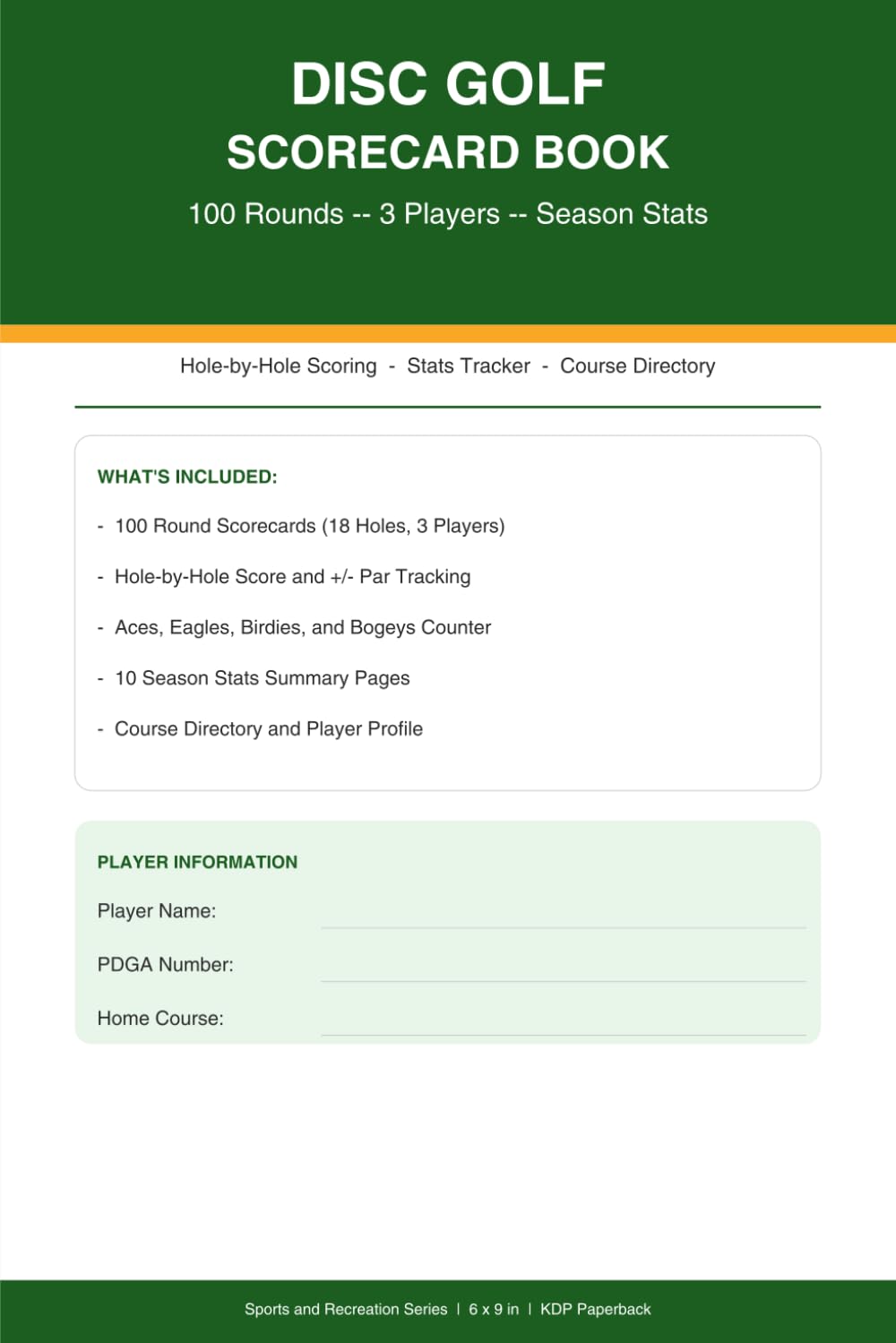 Disc Golf Scorecard Book: 100 Round Scorecards with Hole-by-Hole Score Tracker, Season Stats Summary, Course Directory, and Player Profile for Disc Golfers baixar o livro de graça