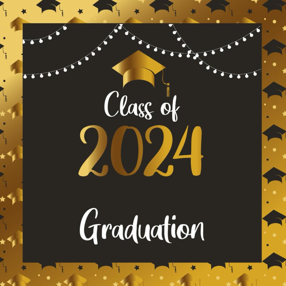ler totalmente Graduation Guest Book 2024: Guest Sign In Book with Prompts for Graduation Party Plus Blank Pages for Photos | Black and Gold Cover.