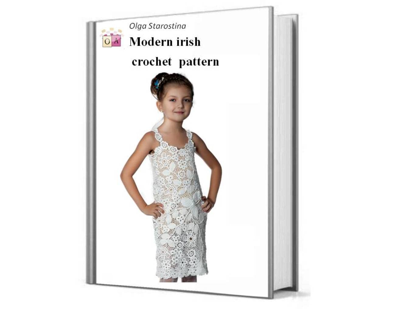 ler totalmente White dress for girls crochet pattern (Modern Irish Crochet Lace Pattern) (English Edition)