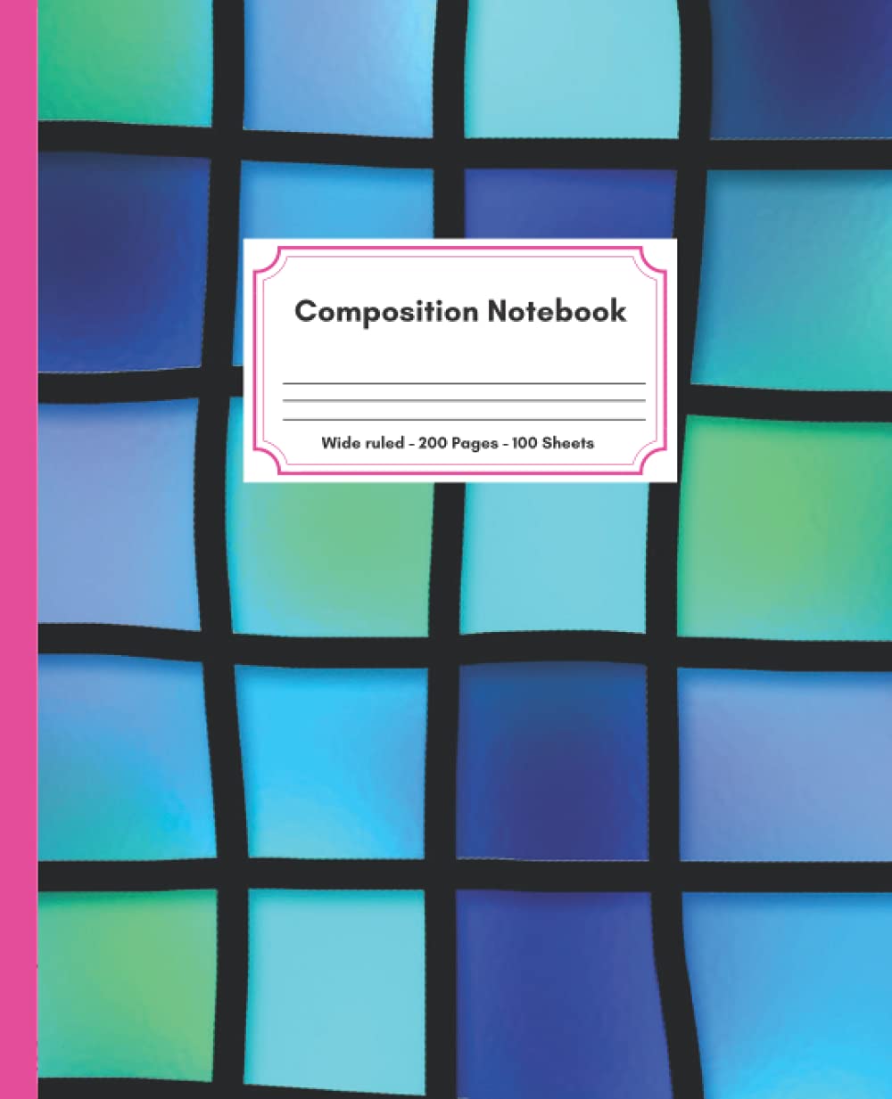 ler totalmente Composition Notebook Stained Glass: Wide ruled 200 Pages 100 Sheets I Aqua colors composition notebook