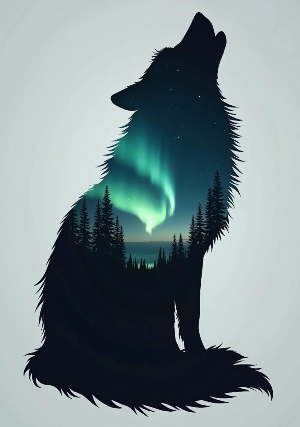 Aurora Wolf Notebook: Softcover, 240 Grid Pages, Glossy