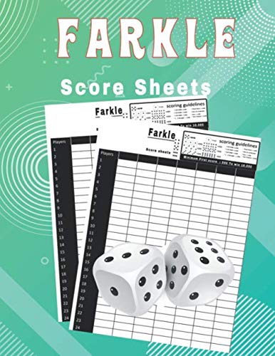 ler totalmente Farkle score sheets: Farkel flip card dice game white score keeping records scores To play classic farkle board game with friends