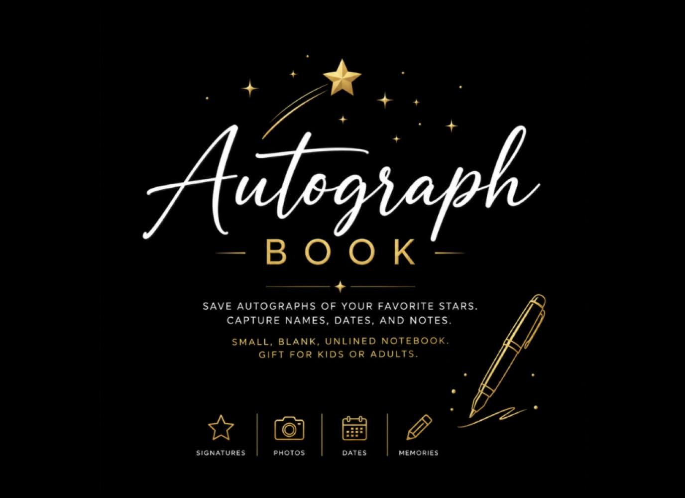 Autograph Book: Signatures, Photos & Memories: Compact, Blank Black Keepsake Notebook for Autographs & Memorabilia from Celebrities, Theme-Park Characters, Sports Stars, Friends & More baixar o livro de graça