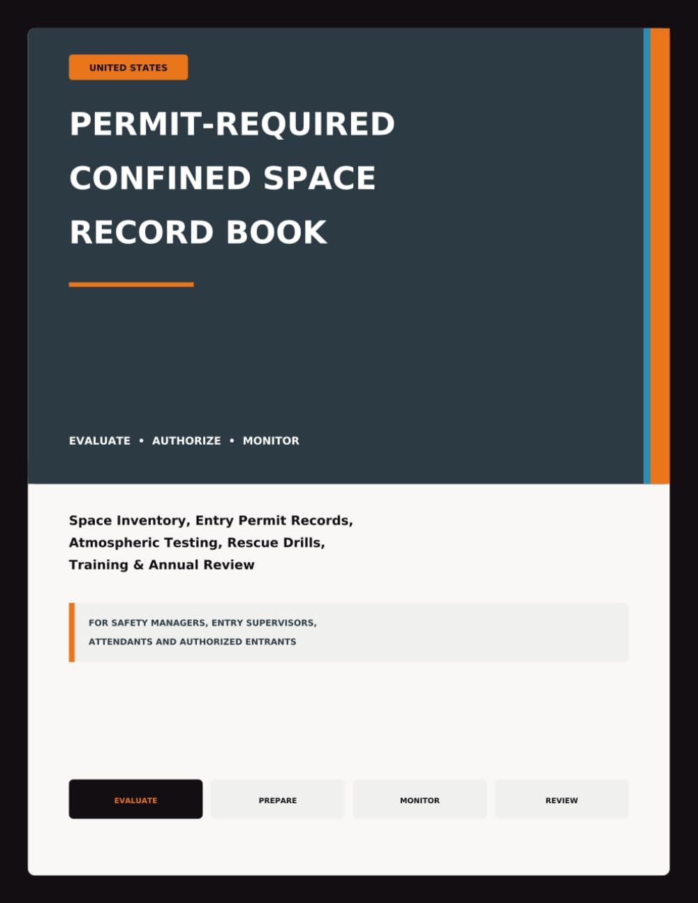 ler totalmente Permit-Required Confined Space Record Book: Space Inventory, Entry Permit Records, Atmospheric Testing, Rescue Drills, Training & Annual Review