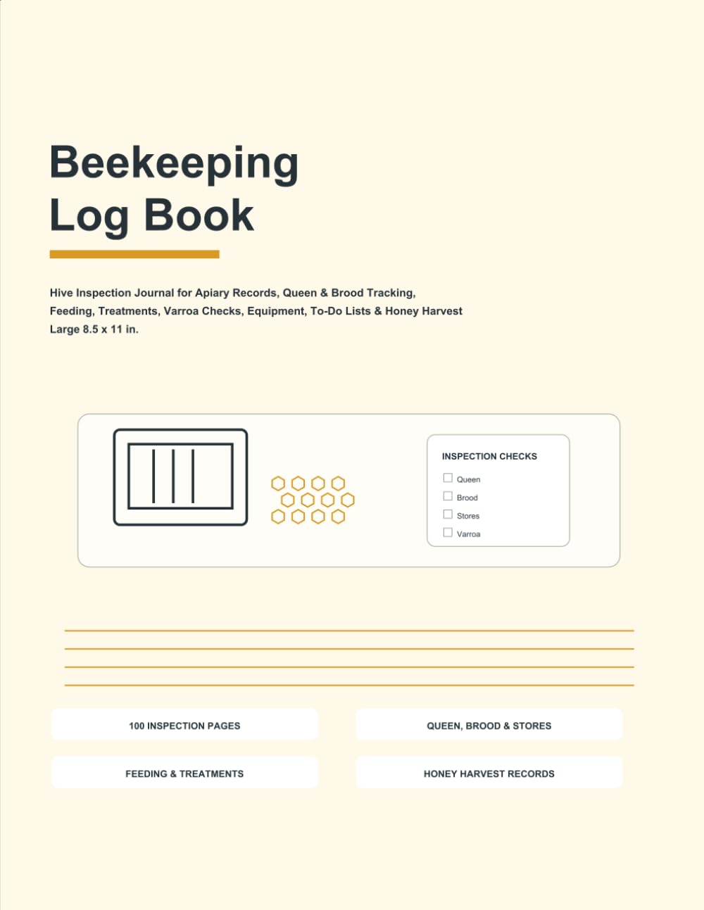 Beekeeping Log Book: Hive Inspection Journal for Apiary Records, Queen & Brood Tracking, Feeding, Treatments, Varroa Checks, Equipment, To-Do Lists & Honey Harvest | Large 8.5 x 11 in. baixar o livro de graça