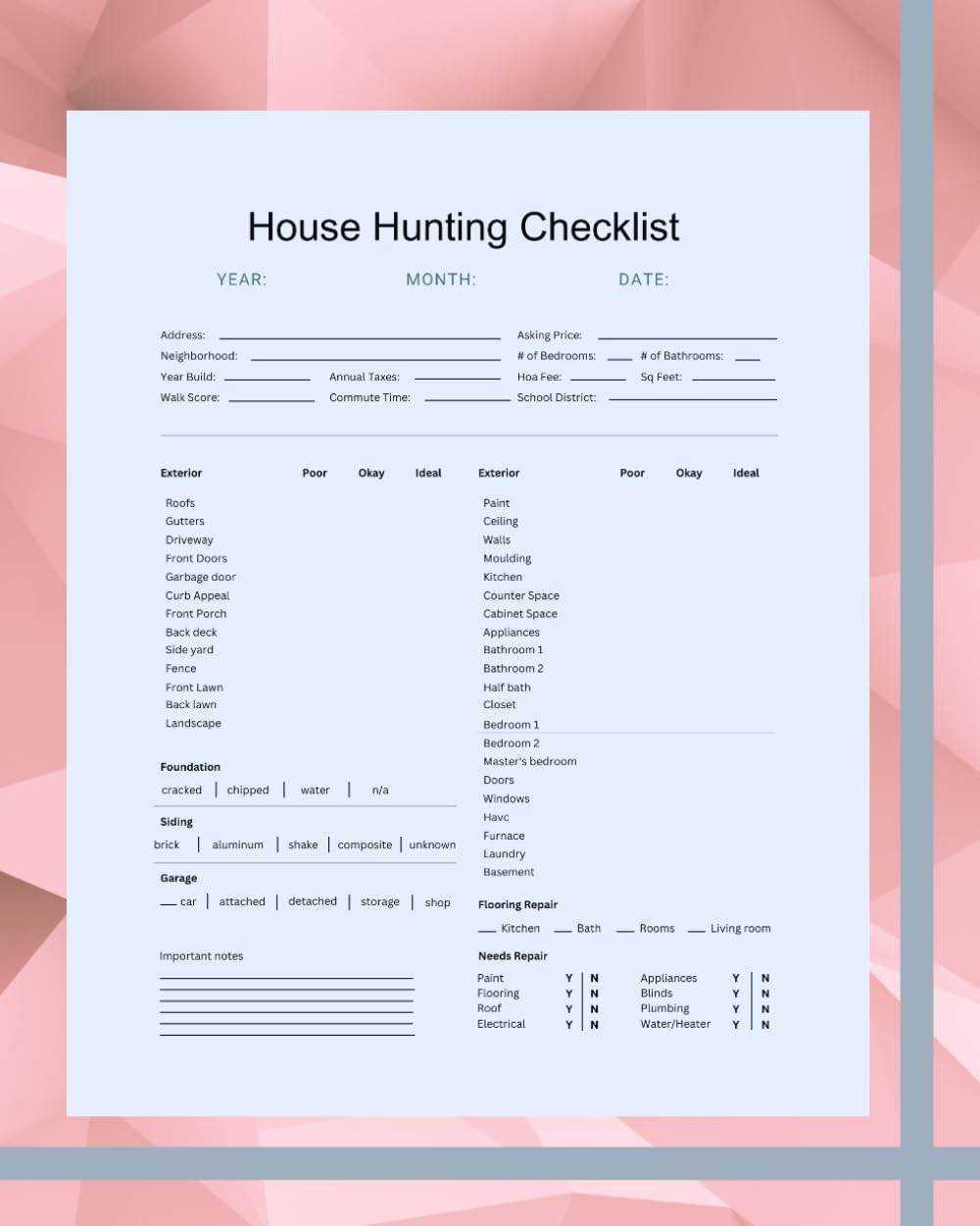 House Hunting Checklist Planner: Your Ultimate Home Evaluation Tool | 8”x10” with 122 Pages baixar livro de graça