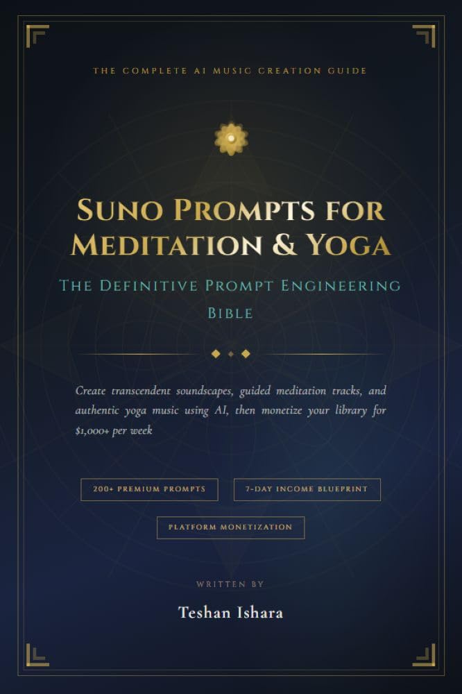 ler totalmente Suno Prompts for Meditation & Yoga: The Complete AI Music Engineering Bible: 200+ Premium Prompts to Create Healing Soundscapes, Chakra Frequencies, and... Audio for Monetization (English Edition)