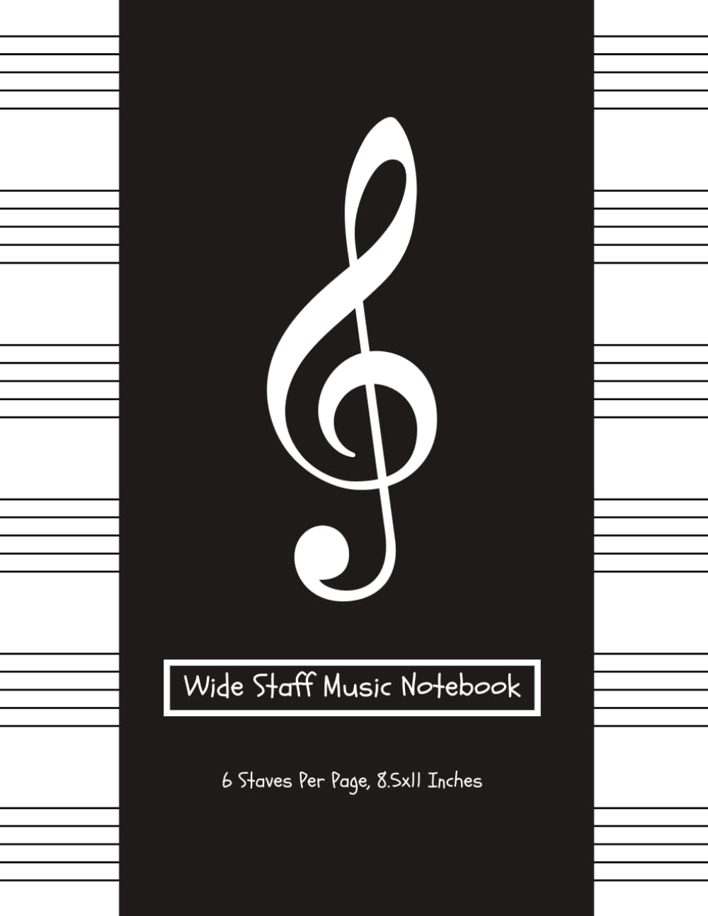 ler totalmente Wide Staff Music Notebook: 6 Staves Per Page, 8.5x11 Inches