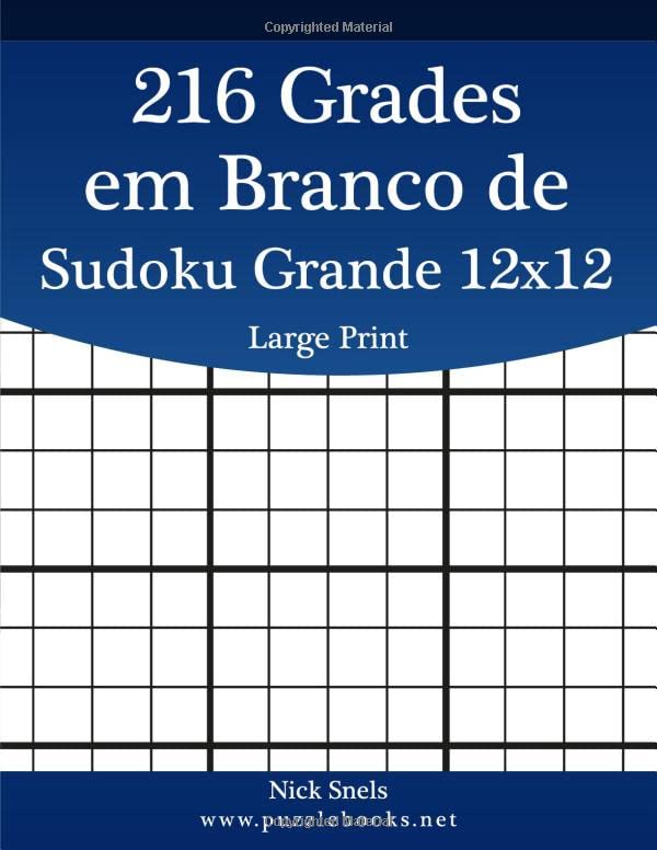 216 Grades em Branco de Sudoku Grande 12x12 Versão Ampliada (Portuguese Edition) baixar o livro de graça