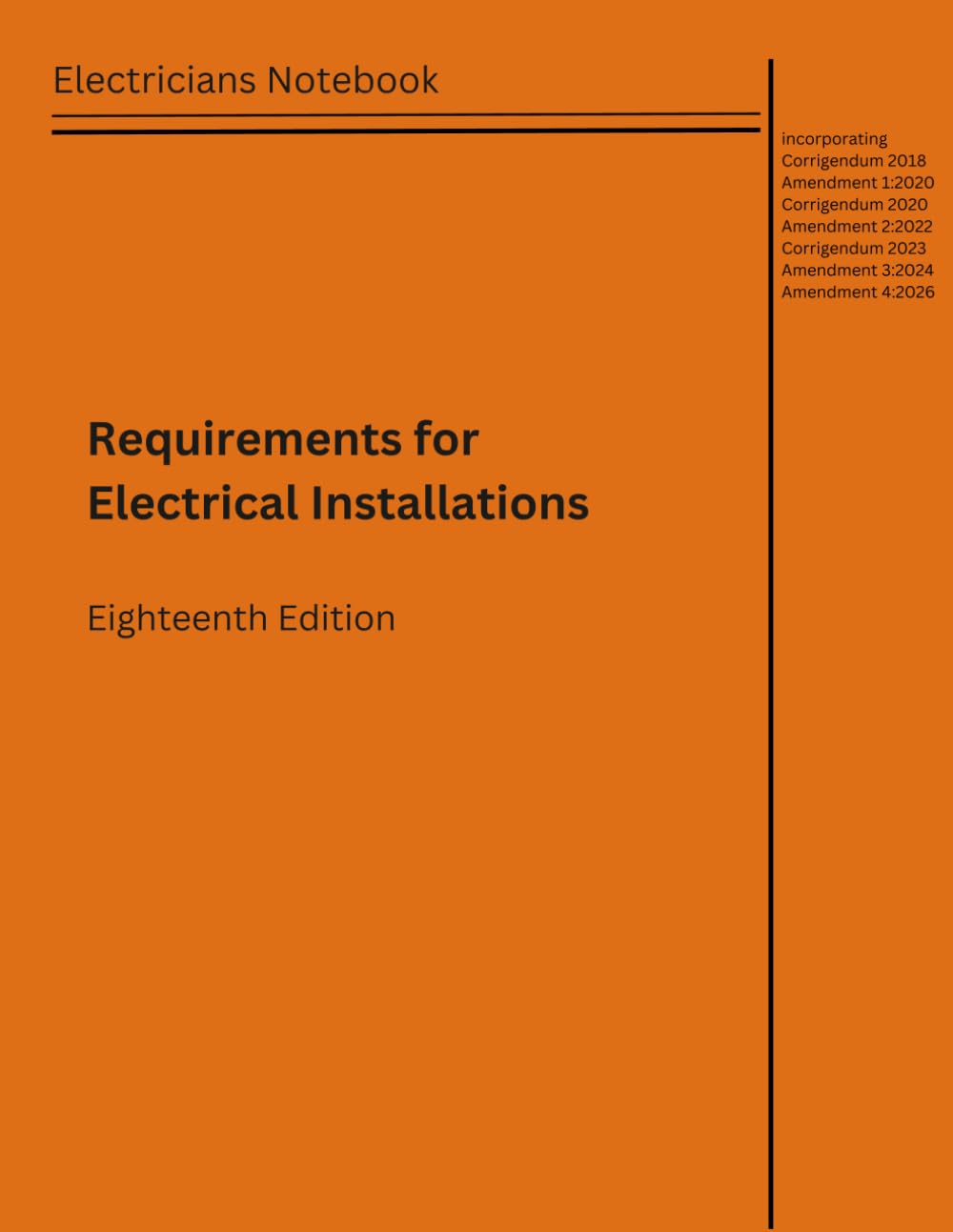 ler totalmente BS7671 Regs Book Style Electricians Notebook: BS7671: Amedment 4:2026 Style Notebook