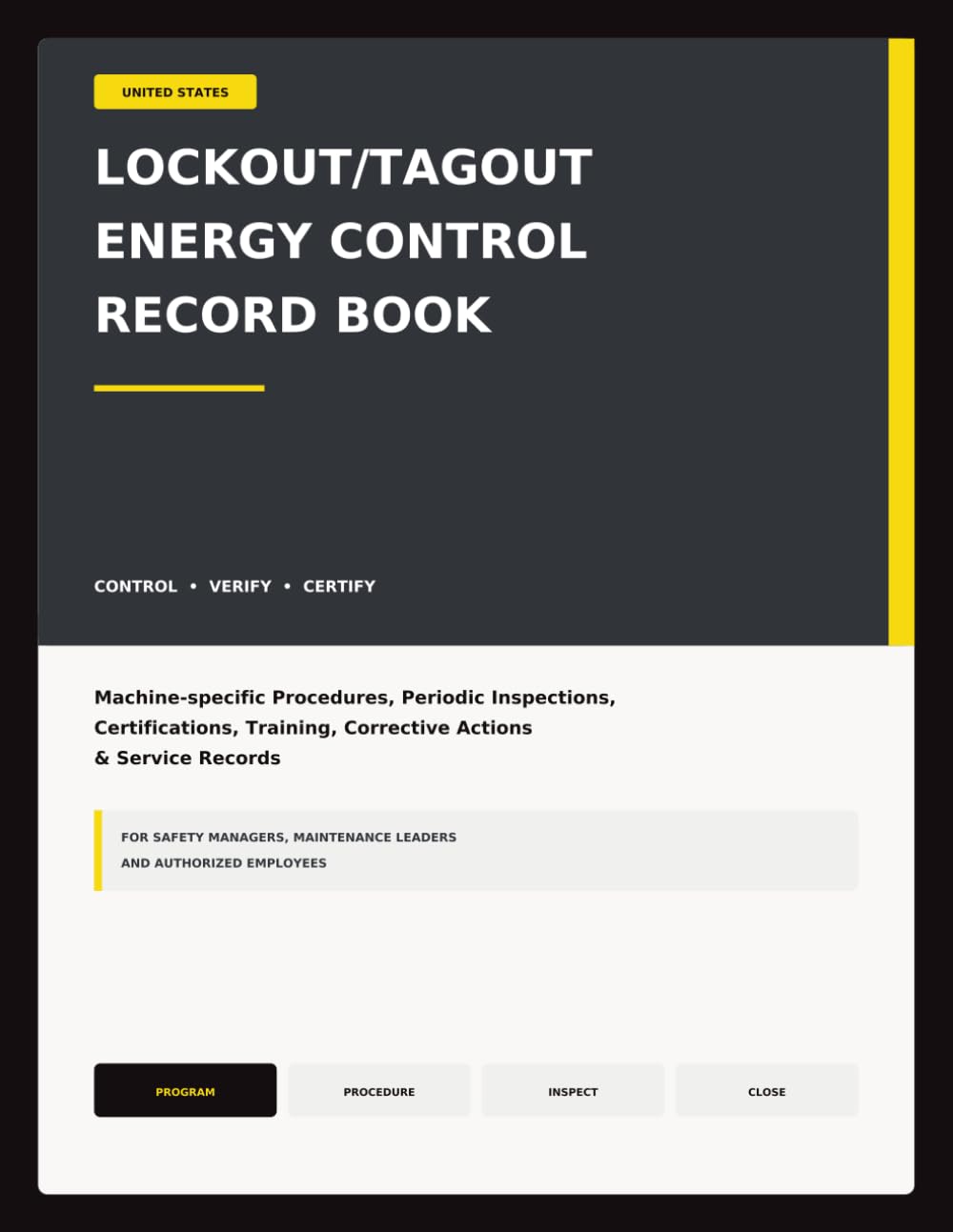 Lockout/Tagout Energy Control Record Book: Machine-specific Procedures, Periodic Inspections, Certifications, Training, Corrective Actions & Service Records baixar livro de graça