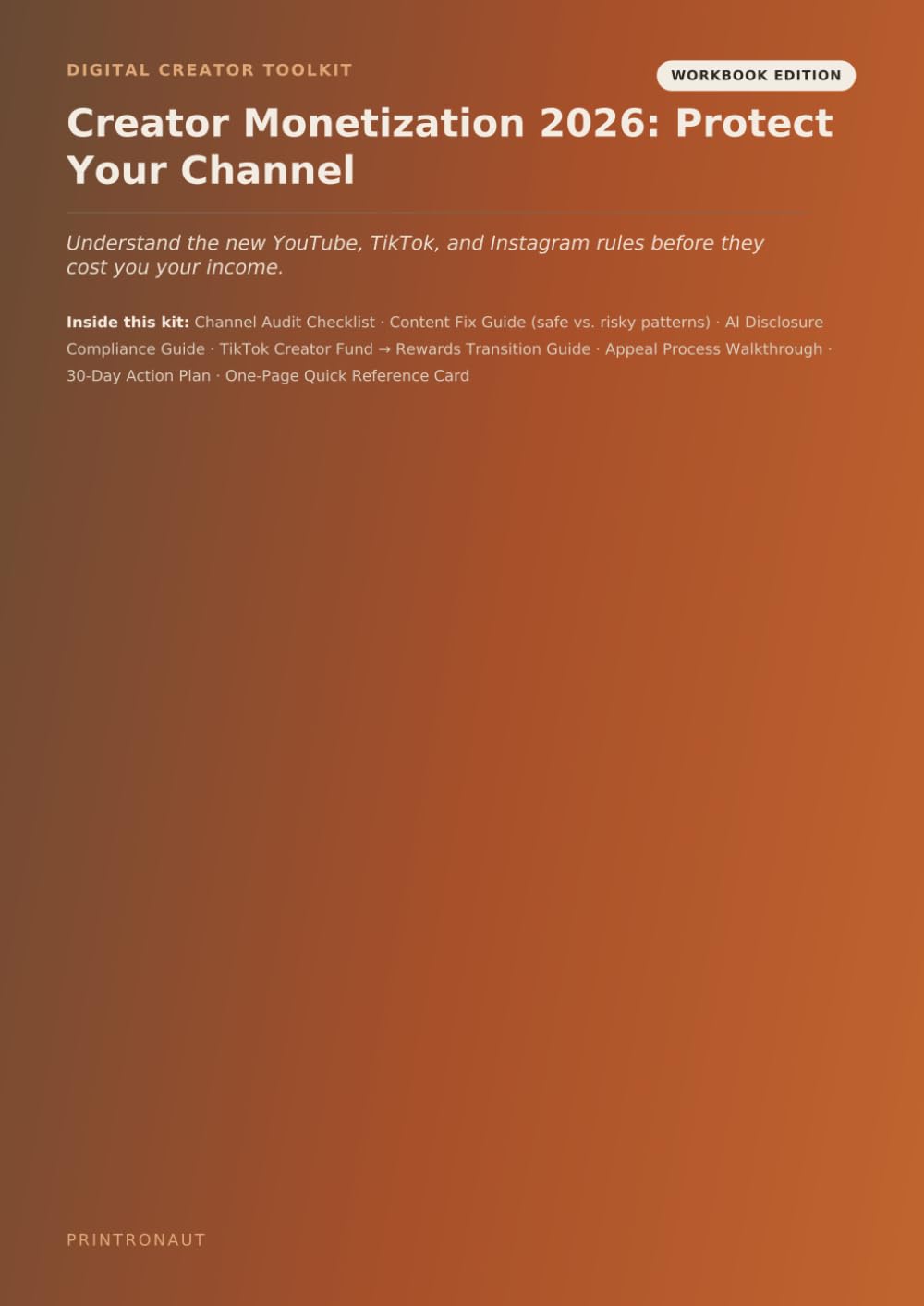 ler totalmente Creator Monetization 2026: Protect Your Channel: Understand the New YouTube, TikTok, and Instagram Rules Before They Cost You Your Income