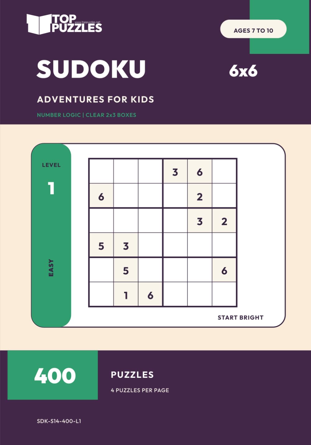 ler totalmente Easy 6x6 Sudoku Activity Book for Kids Ages 7-10: 400 Number Logic Puzzles for Brain Training, Quiet Time and Screen-Free Fun (sdk-s14)