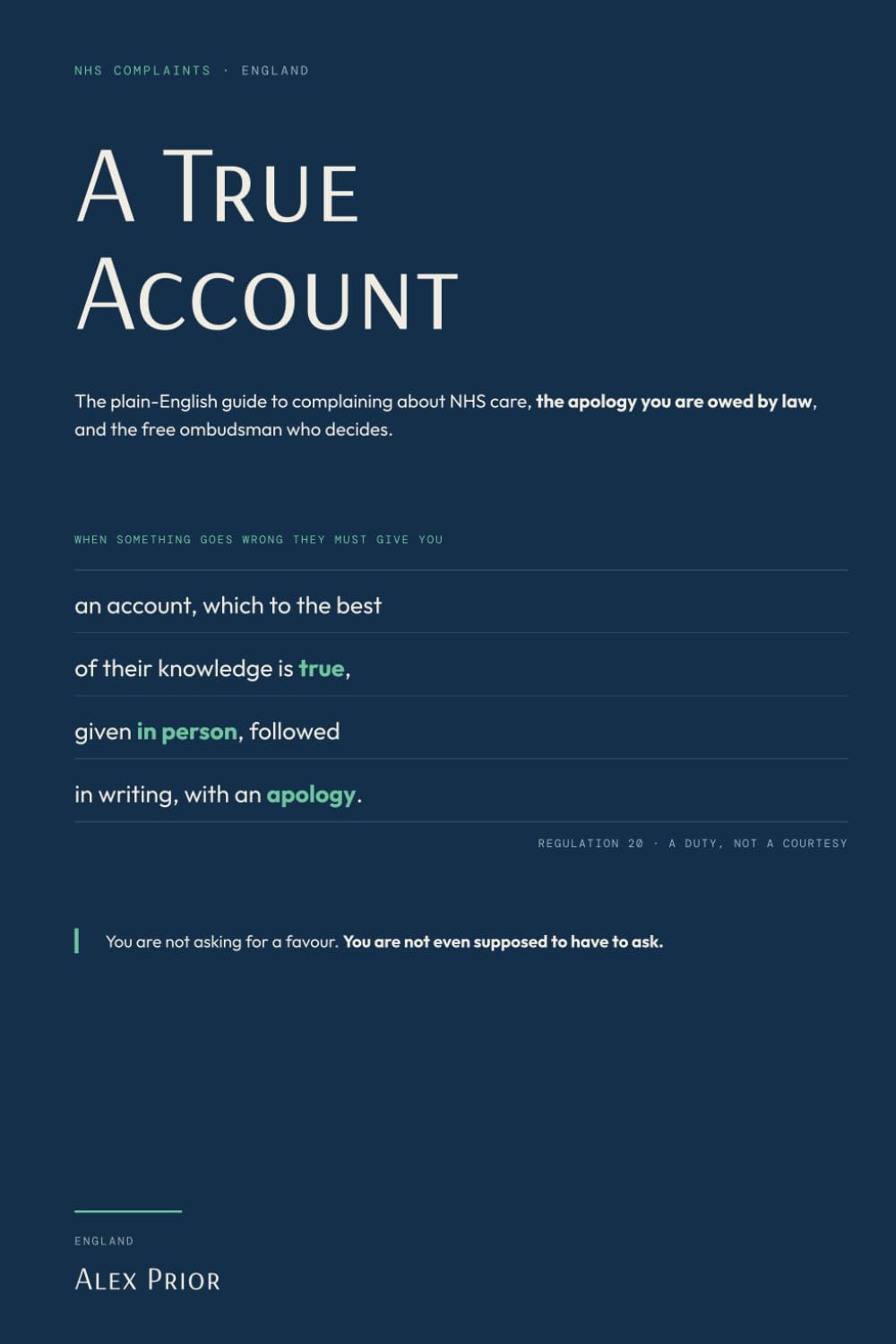 capítulo por capítulo baixar A True Account: The Plain-English Guide to Complaining About NHS Care, the Apology You Are Owed by Law, and the Free Ombudsman Who Decides
