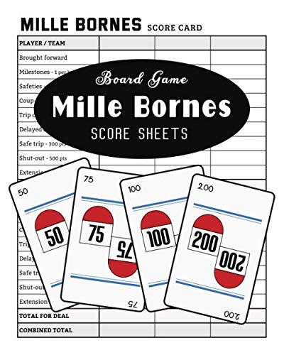 ler totalmente Mile Bornes Score Sheets Board Game: Mille Bornes Card Game Score Pads - 100 Pages - Large 8 x 10 inches