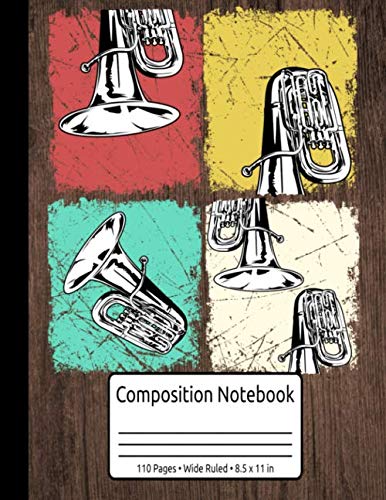 ler totalmente Retro Tuba Gifts Women Men Marching Band Gifts Vintage Tuba Composition Notebook 110 Pages Wide Ruled 8.5 x 11 in: Tuba Music Books