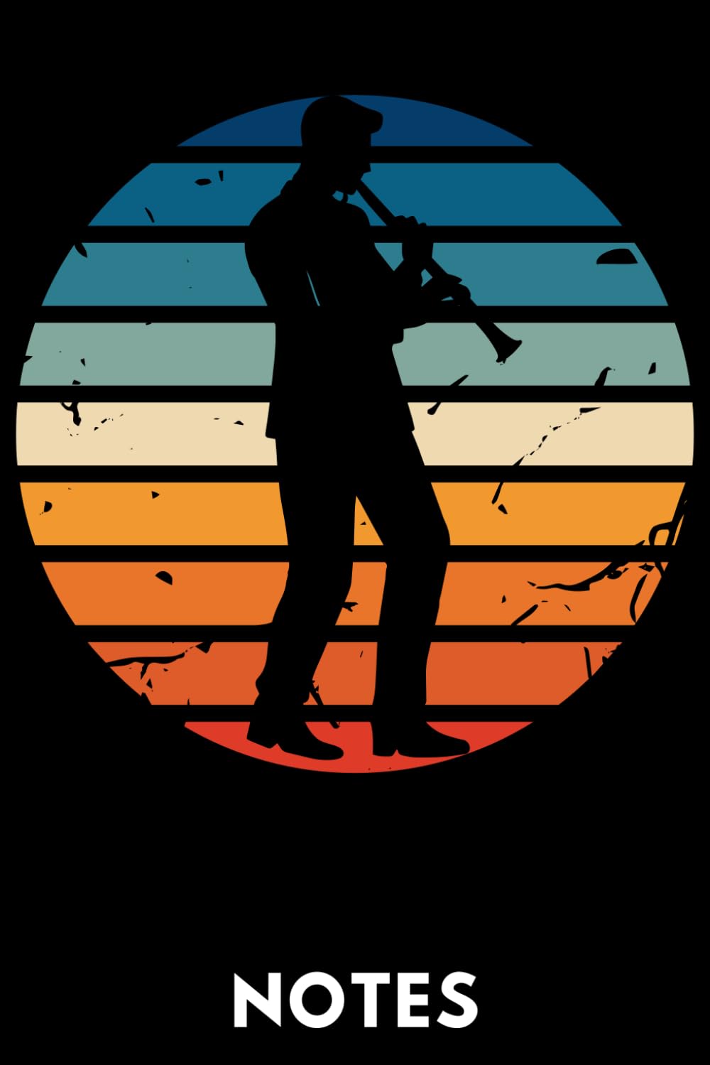 ler totalmente Klarinettist Notizbuch im Vintage-Design – Musiker Geschenk: Perfektes Notizheft für Klarinettisten & Musikliebhaber – Stylische Silhouette vor bunten Streifen (German Edition)