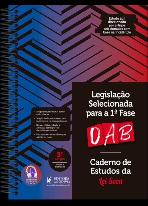 Legislação Selecionada para a 1ª Fase OAB - Caderno de Estudos da Lei Seca - 3ª Edição (2025) baixar livro de graça