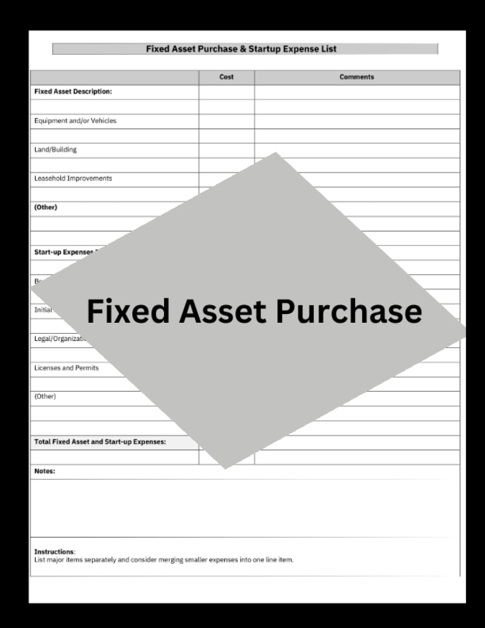 ler totalmente Fixed Asset Purchase: Fixed Asset Purchase logbook, Purchase Order Log Book, Log Book for Small Business,121 pages
