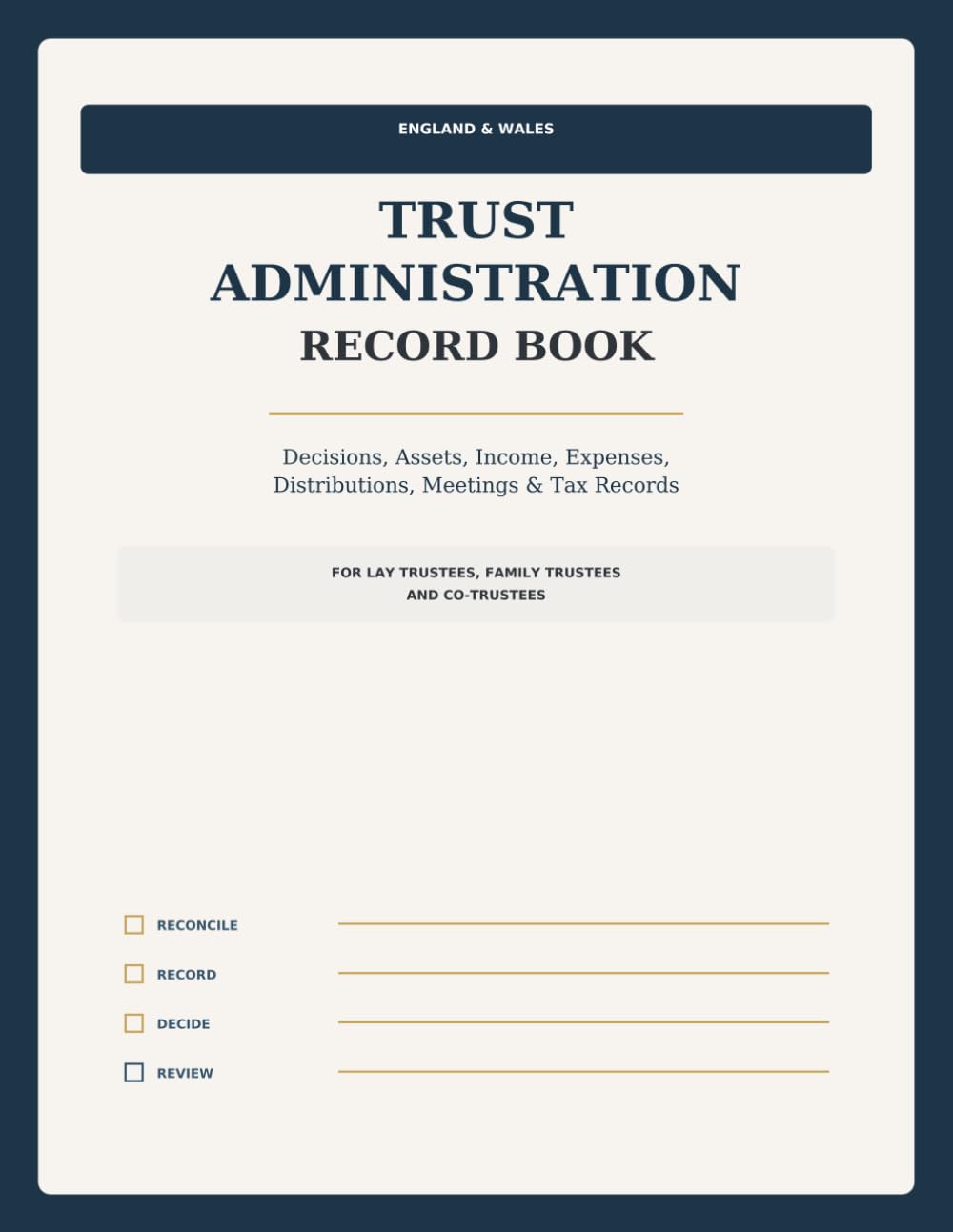 capítulo por capítulo baixar Trust Administration Record Book: Decisions, Assets, Income, Expenses, Distributions, Meetings & Tax Records Organiser for Lay and Family Trustees - England & Wales