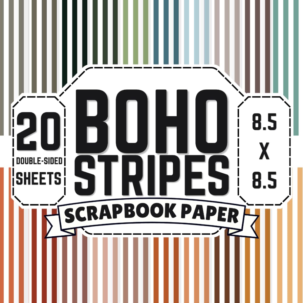 ler totalmente Boho Stripes Scrapbook Paper: 8.5" x 8.5" 20 Double-Sided Sheet 20 Designs Decorative Craft Paper with Vertical Pinstripes in Muted Earth Tones,... Journals, Card Making, Decoupage & Collage