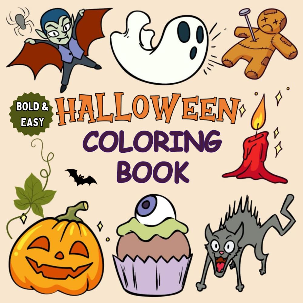 ler totalmente Bold And Easy Halloween Coloring Book For kids: 50 + Bold and Easy Spooky Images to Color, Seasonal Activity Pages Big and Simple Designs for Relaxing and Stress-Free Coloring for Kids And Adult