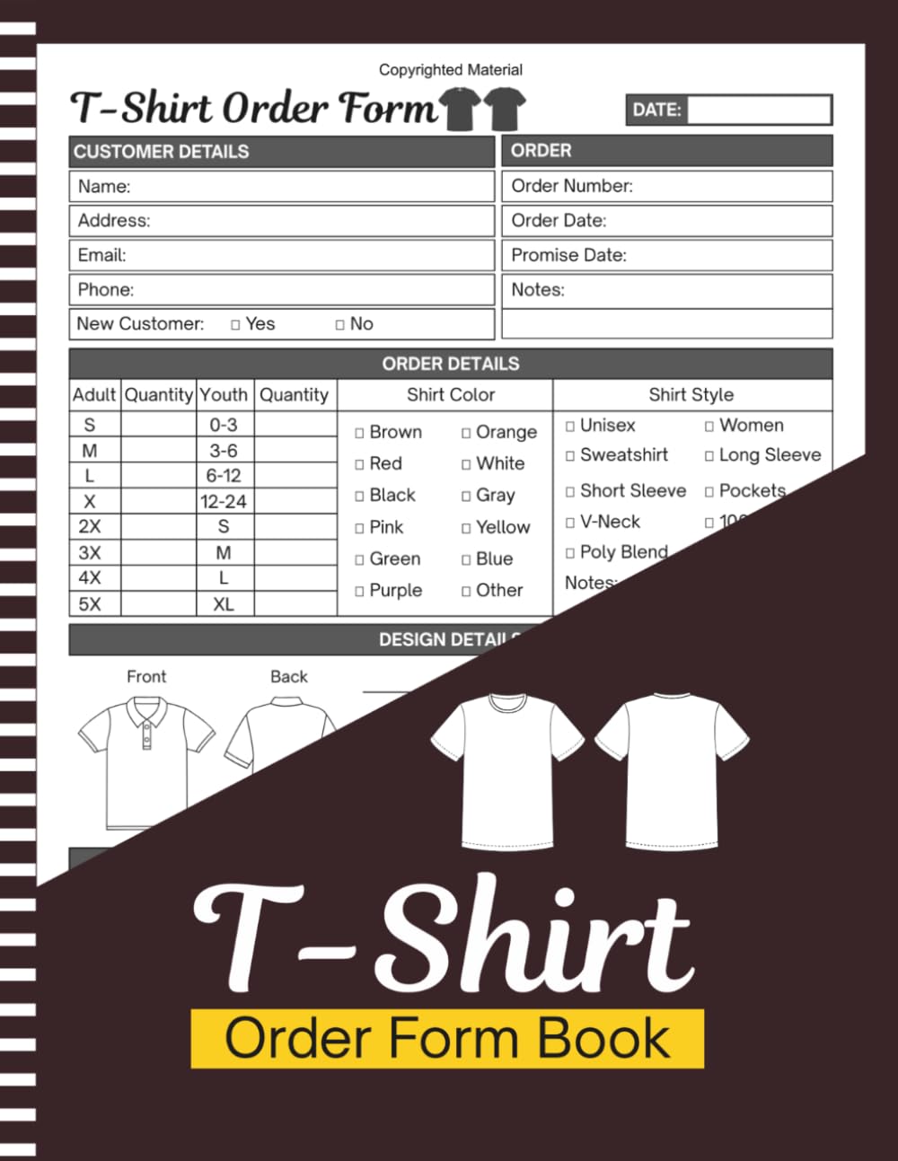 T-shirt Order Form Book: Custom T-Shirt Order Form Book for Small Business | Track Customer Details, Sizes, Colors, Design Notes, Payments & Delivery | Large Print 8.5" x 11" Inches, 110 pages baixar livro de graça