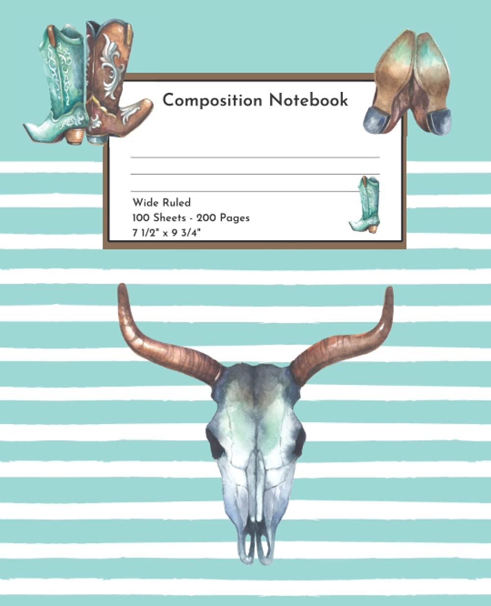 capítulo por capítulo baixar Composition Notebook - Wide Ruled: Watercolor Country Cowboy Boots & Longhorn Skull - 7.5 in x 9.25 in - 100 Sheets / 200 Pages