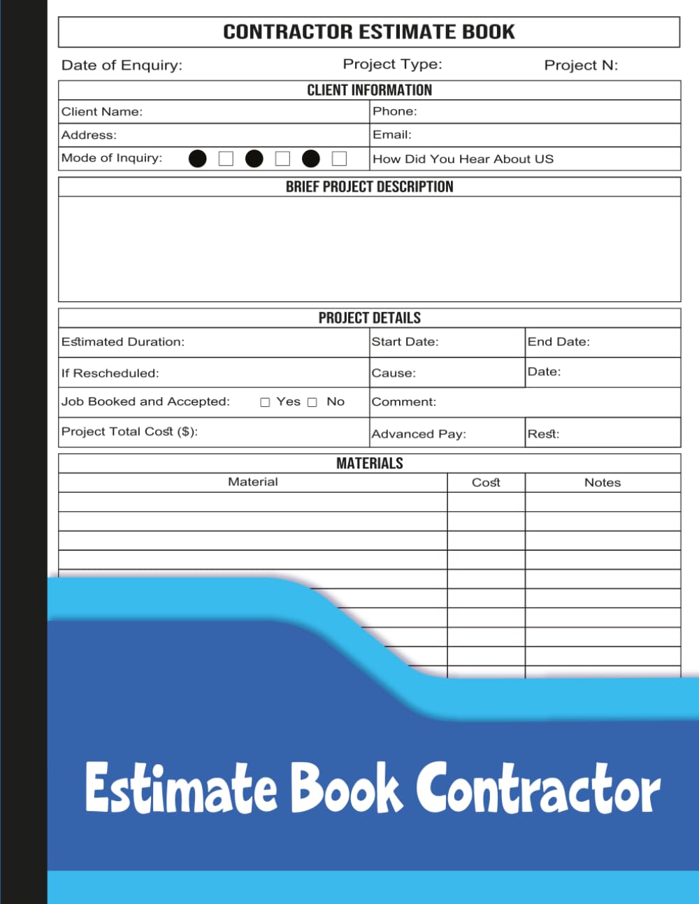 Estimate Book Contractor: Job Estimate Log to Record Client Information, Project Details, Materials & Costs. baixar o livro de graça