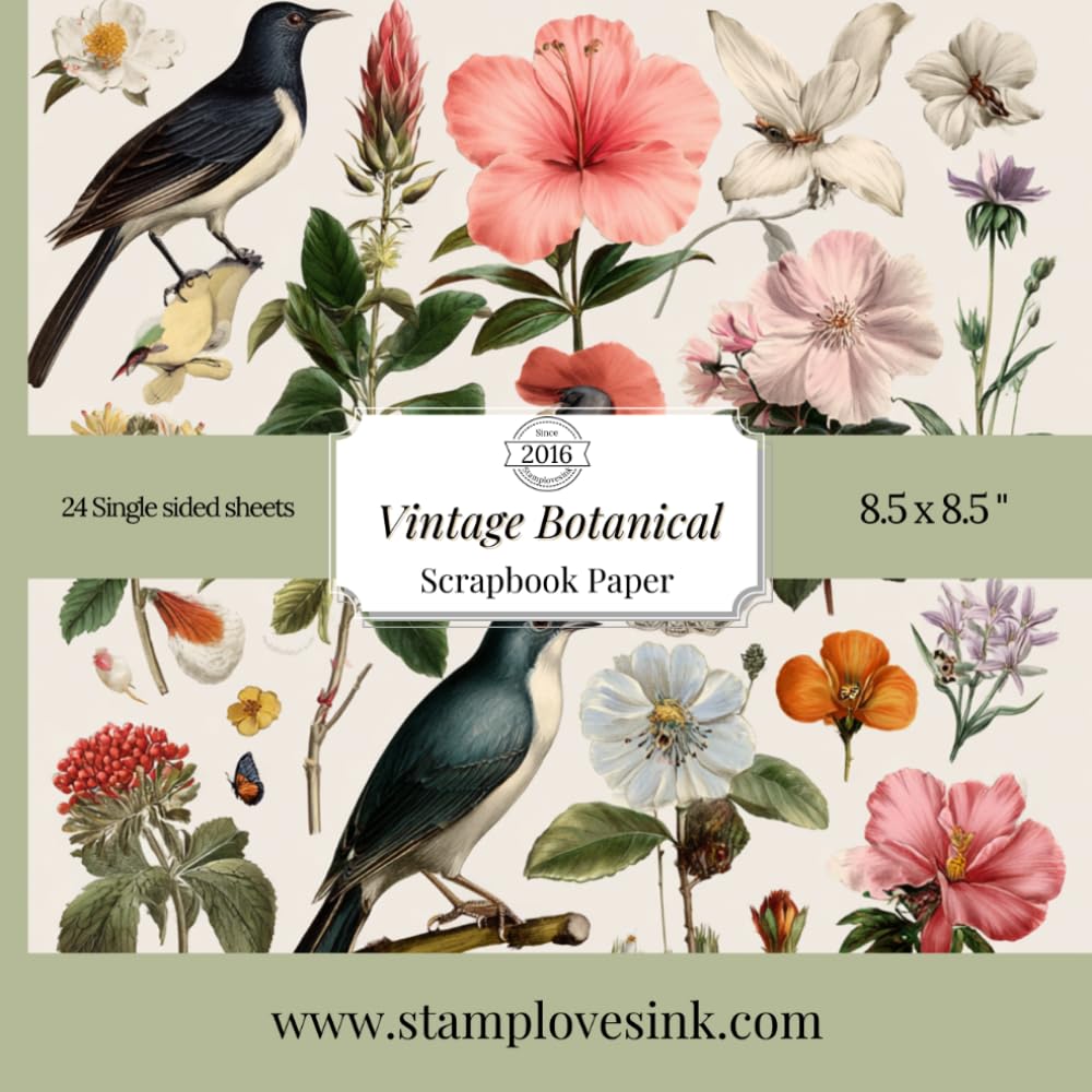 Vintage botanical Scrapbook Paper book: 24 Single-Sided Vintage Botanical, Floral and Fauna Pages for Junk Journaling, Collage, Paper Crafts and Scrapbooking baixar livro de graça