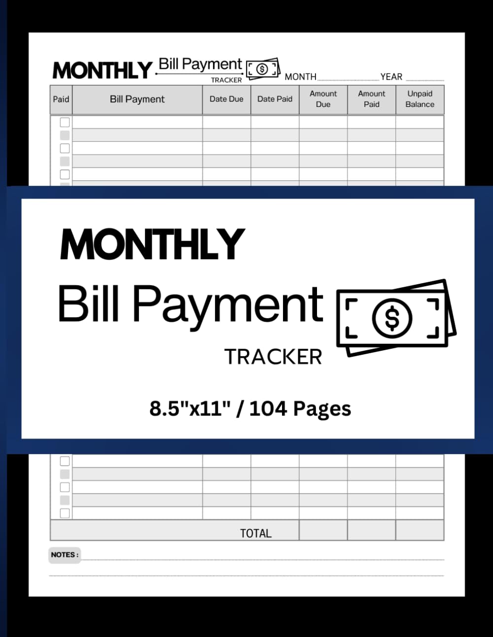 Monthly Bill Payment Tracker: Monthly bill list notebook to remind when it's time to pay bills. Size 8.5"x11" / 104 Pages. baixar livro de graça
